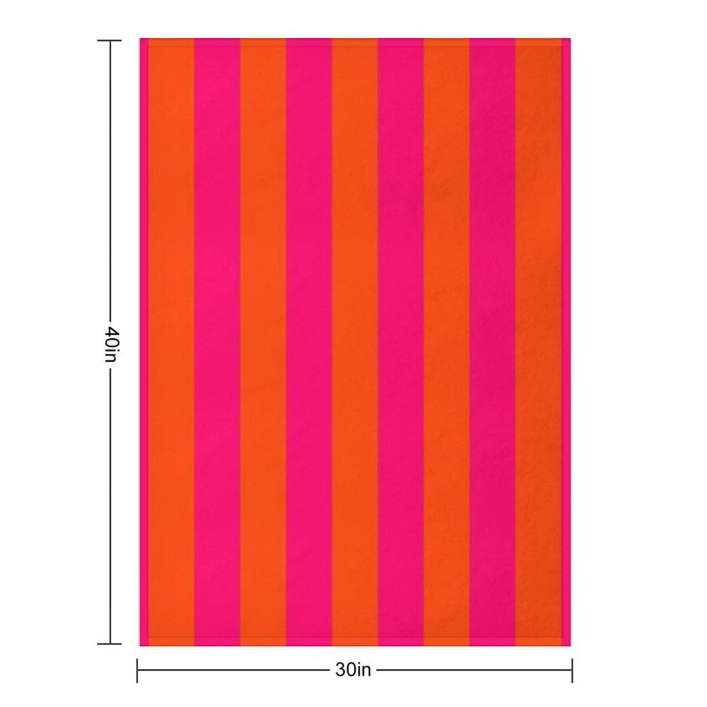 Bright Neon Pink And Orange Vertical Cabana Tent Stripes Multi-functional Throw Blanket
