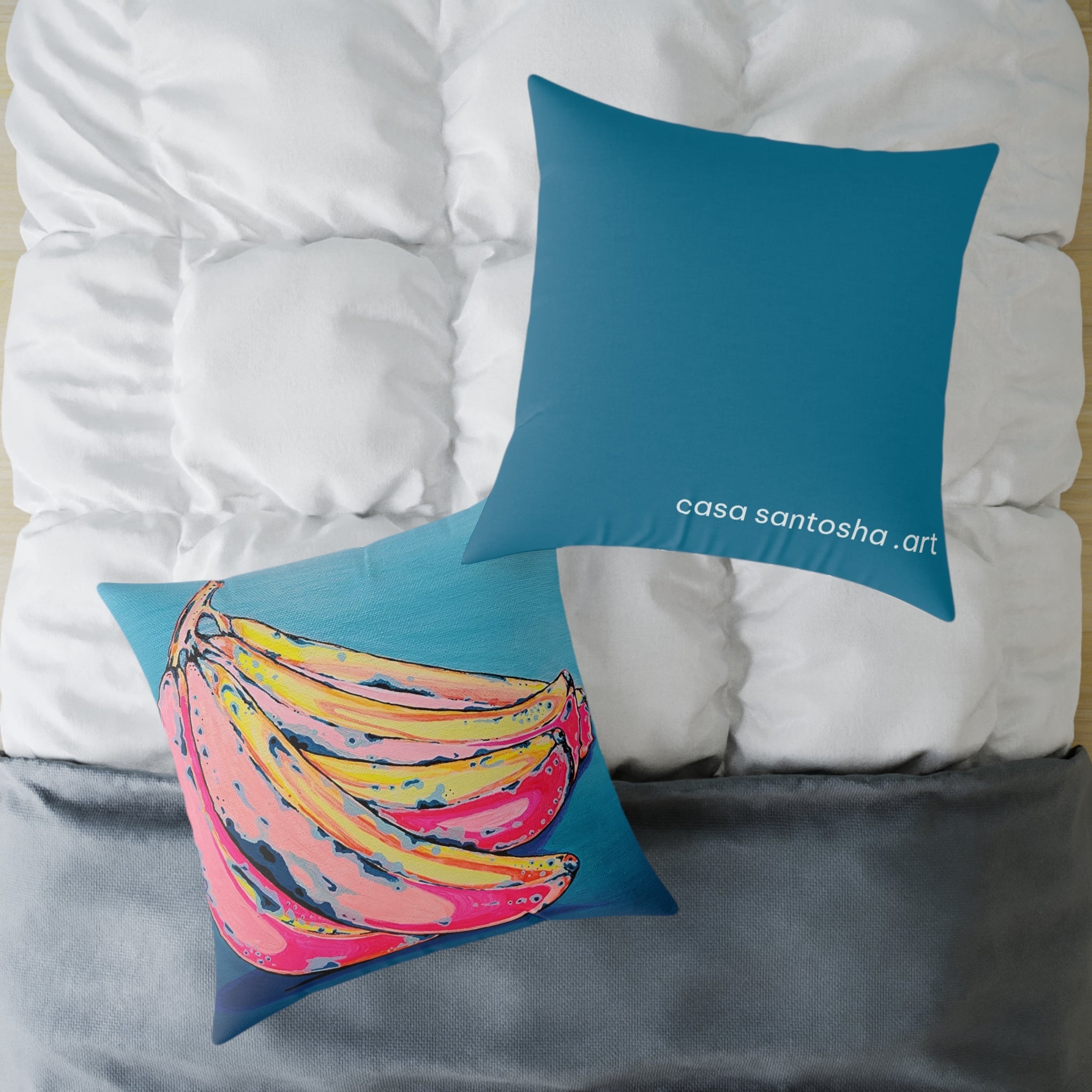 Neon Bananas Art Canvas Decorative Pillow