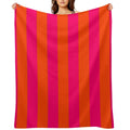 Bright Neon Pink And Orange Vertical Cabana Tent Stripes Multi-functional Throw Blanket