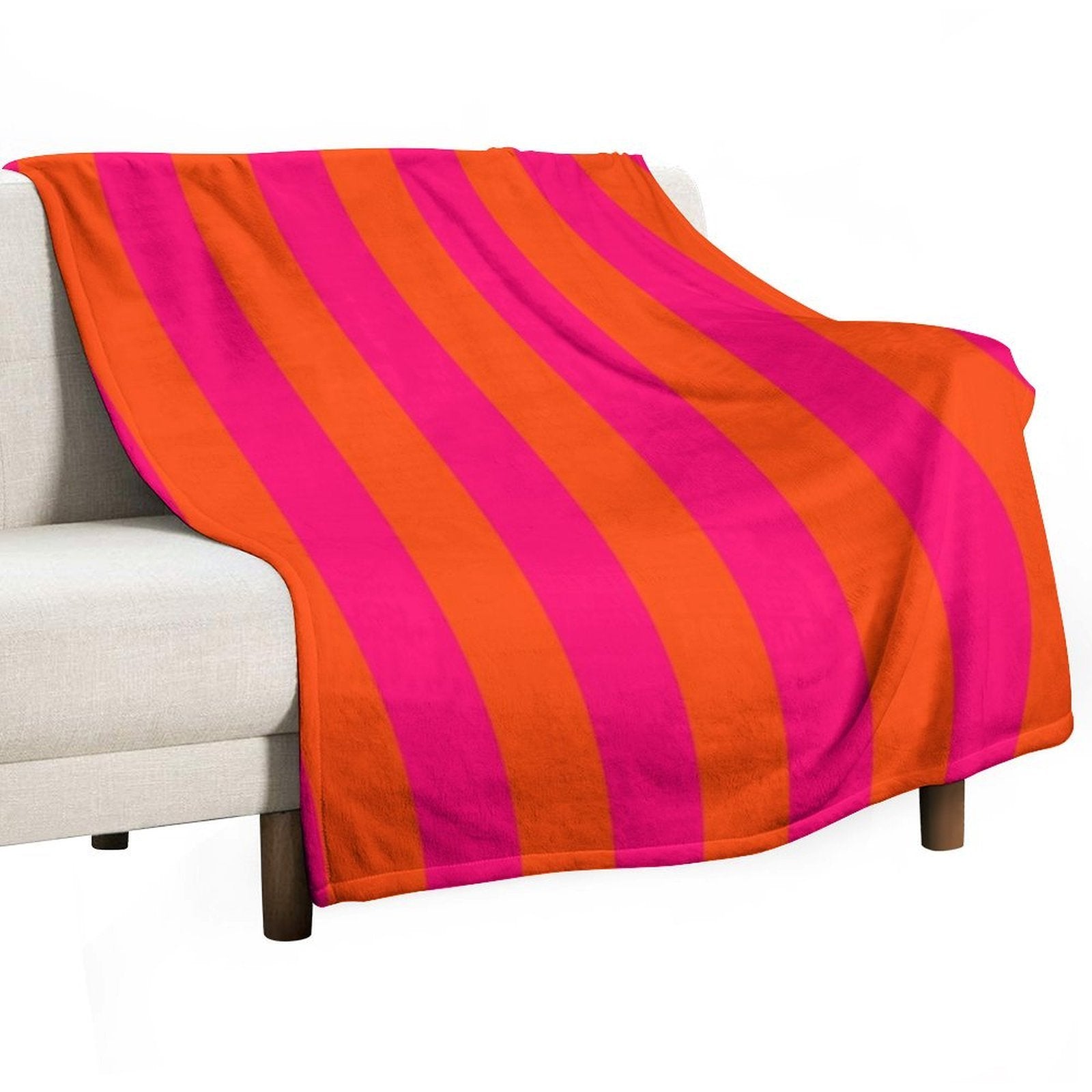 Bright Neon Pink And Orange Vertical Cabana Tent Stripes Multi-functional Throw Blanket