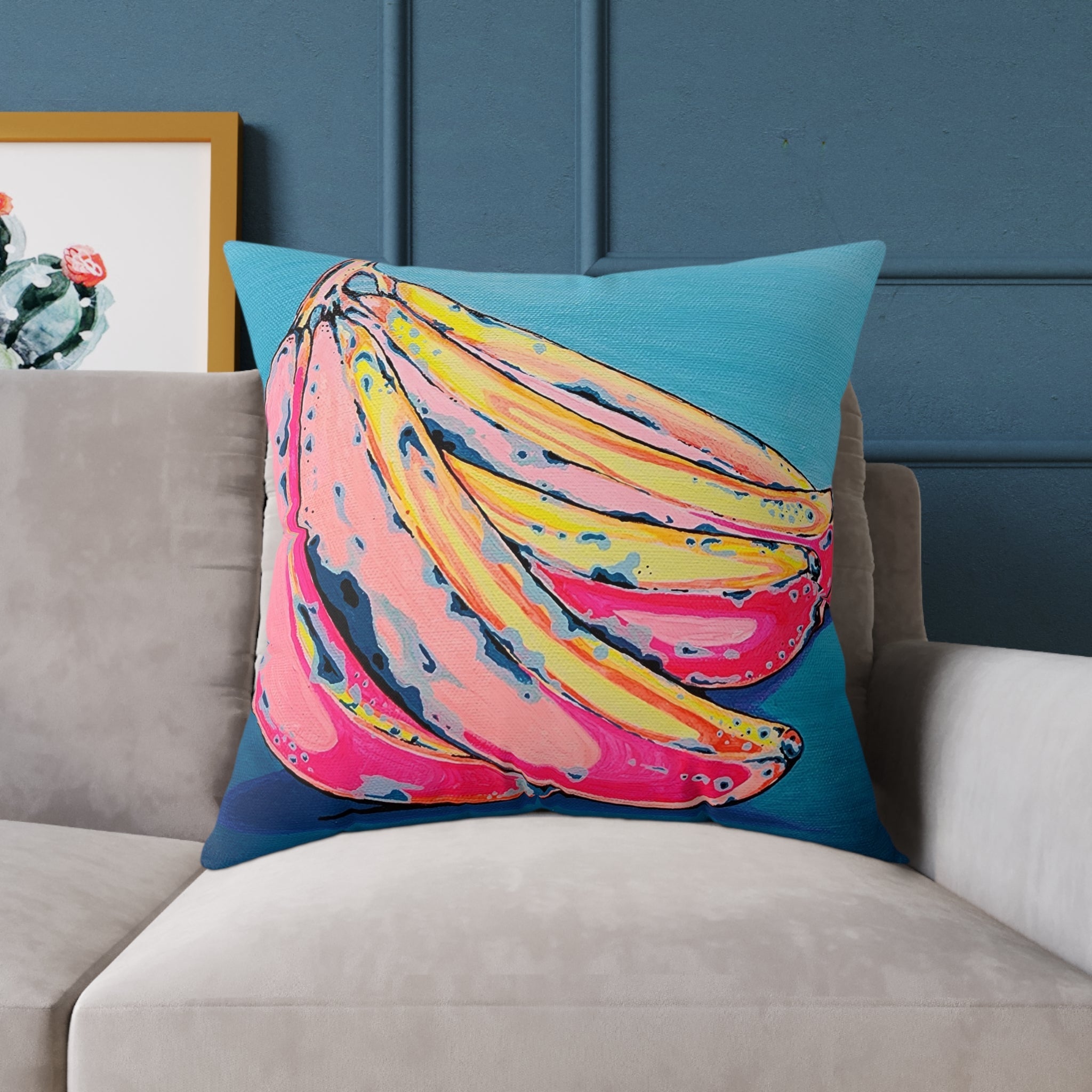Neon Bananas Art Canvas Decorative Pillow