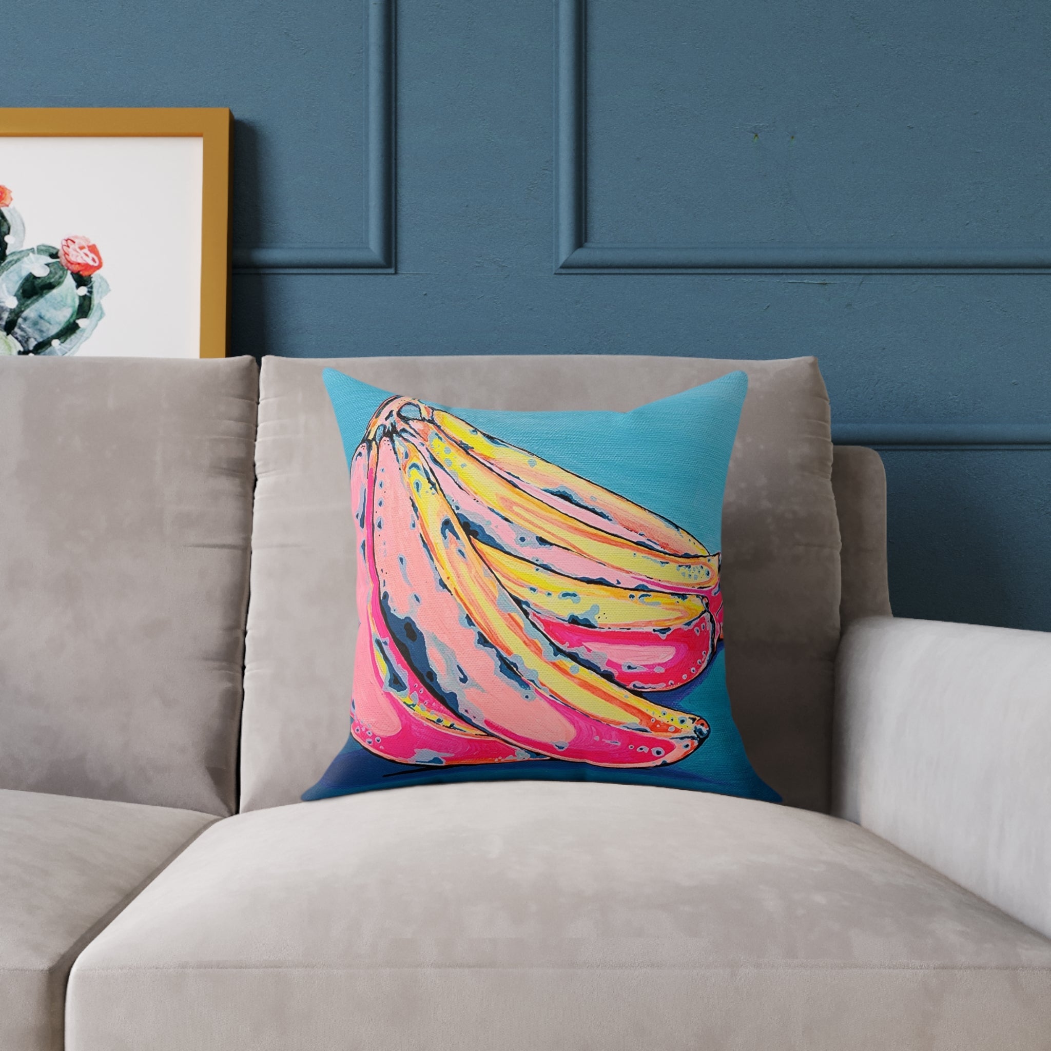 Neon Bananas Art Canvas Decorative Pillow