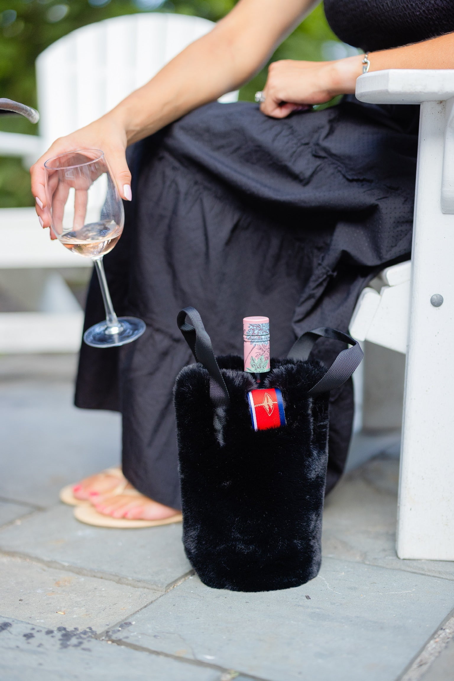 Faux Fur Wine Tote