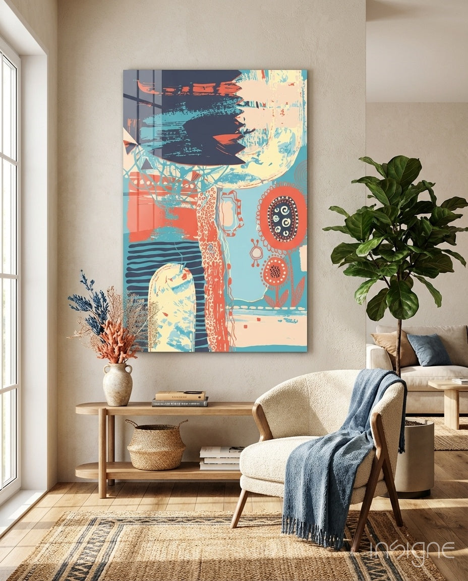 Abstract Colors Glass Wall Art