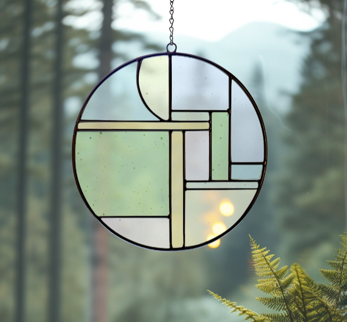 Round Abstract Art Deco Stained Glass Pattern