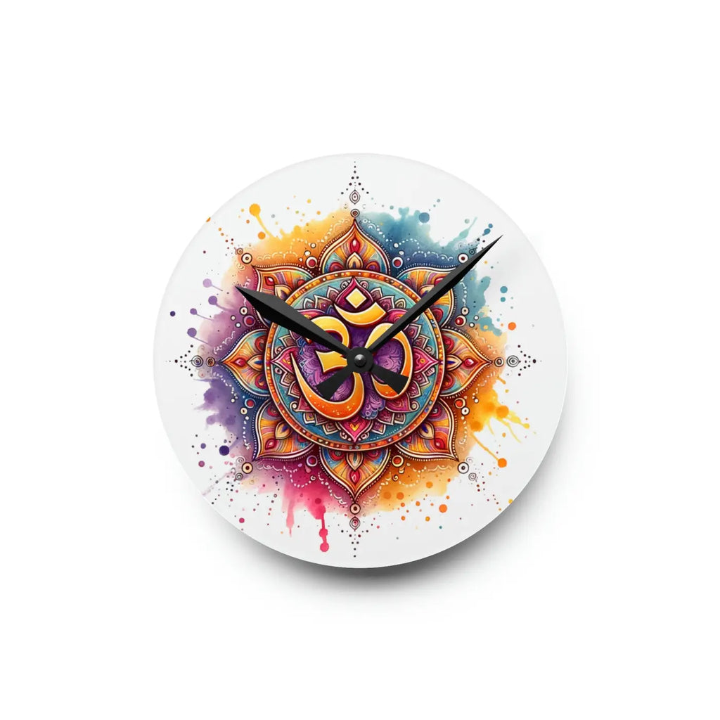 Radiant Aum Wall Clock - Acrylic Spiritual Decor - Dipaliz
