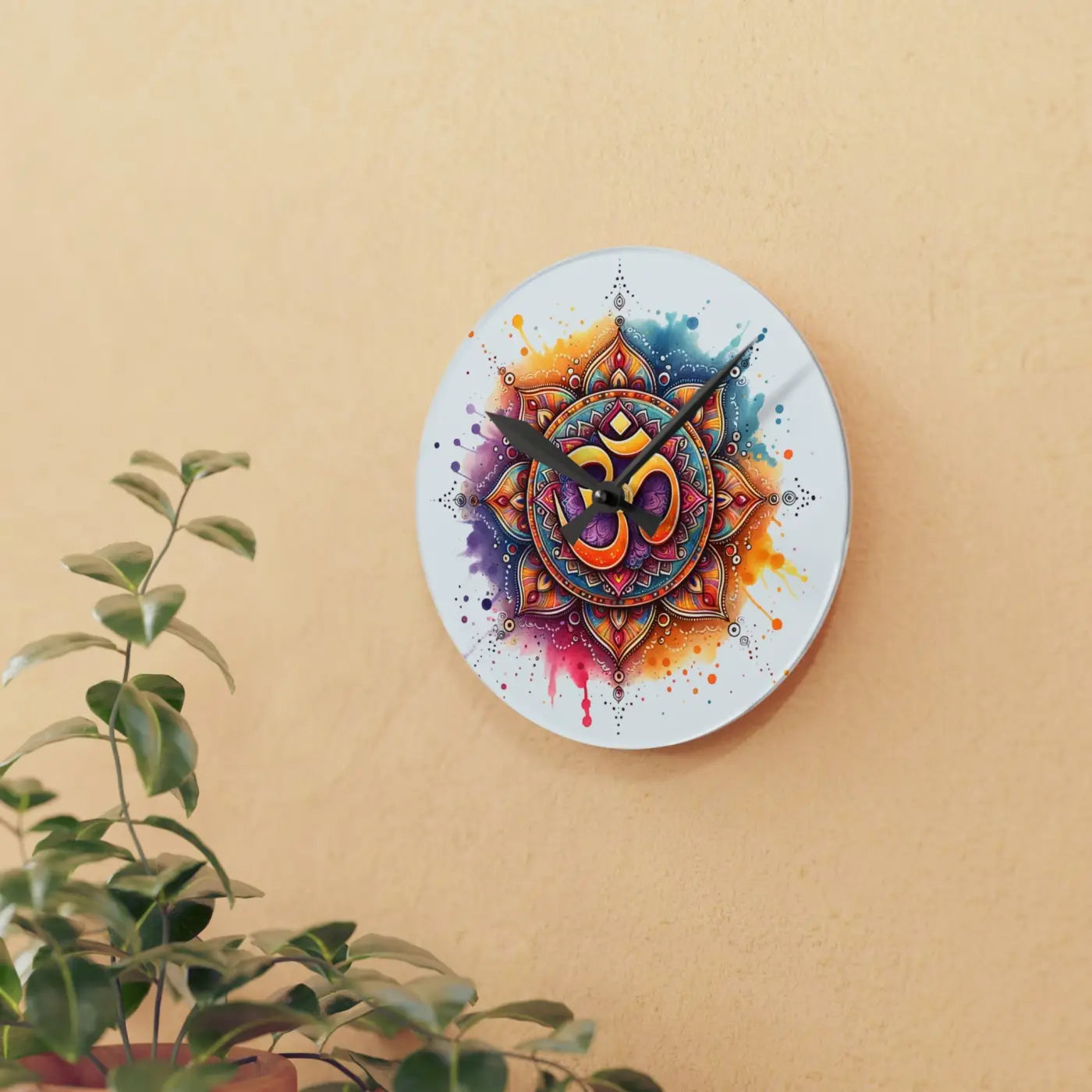 Radiant Aum Wall Clock - Acrylic Spiritual Decor - Dipaliz