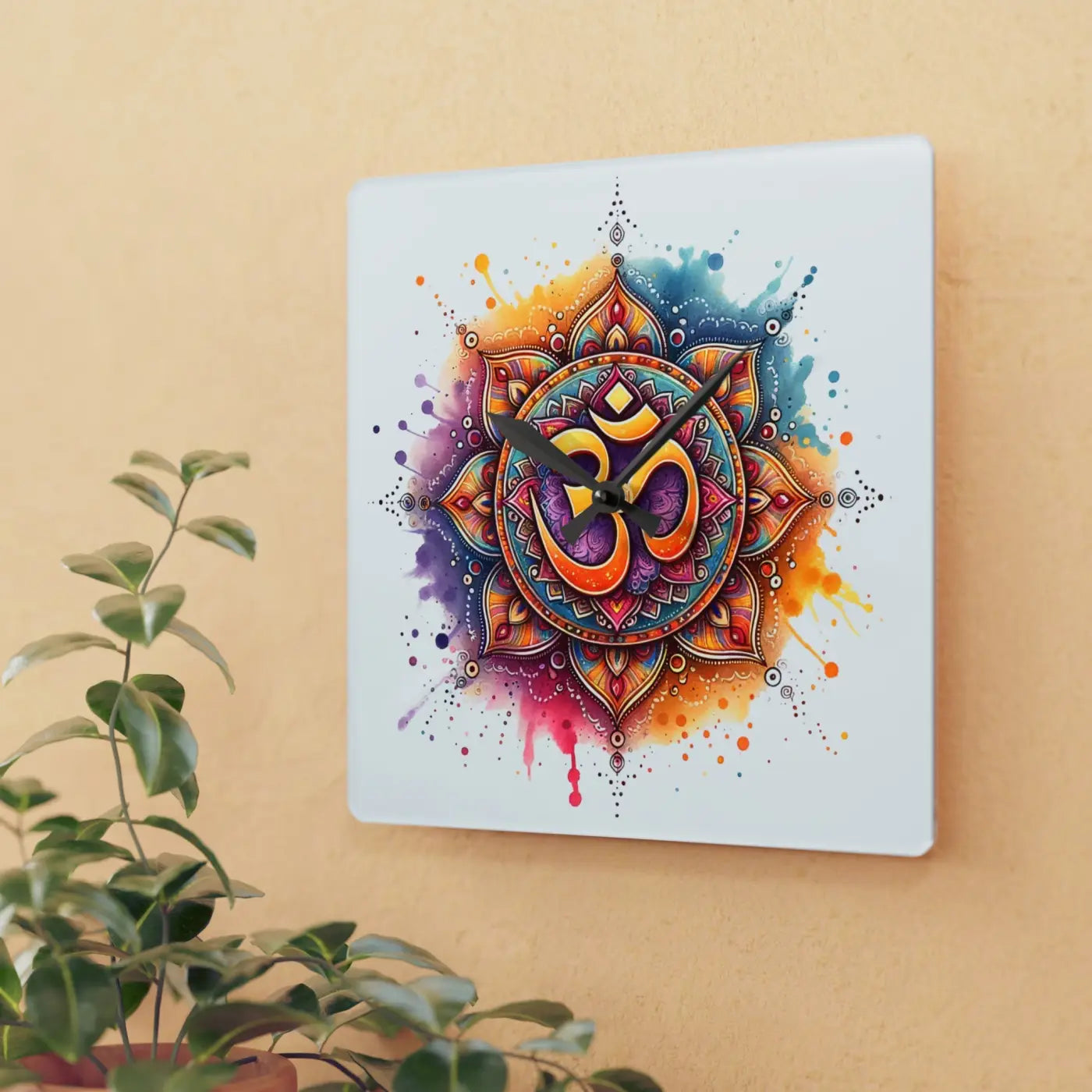 Radiant Aum Wall Clock - Acrylic Spiritual Decor - Dipaliz
