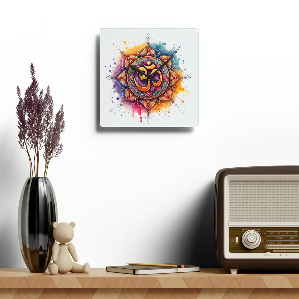 Radiant Aum Wall Clock - Acrylic Spiritual Decor - Dipaliz