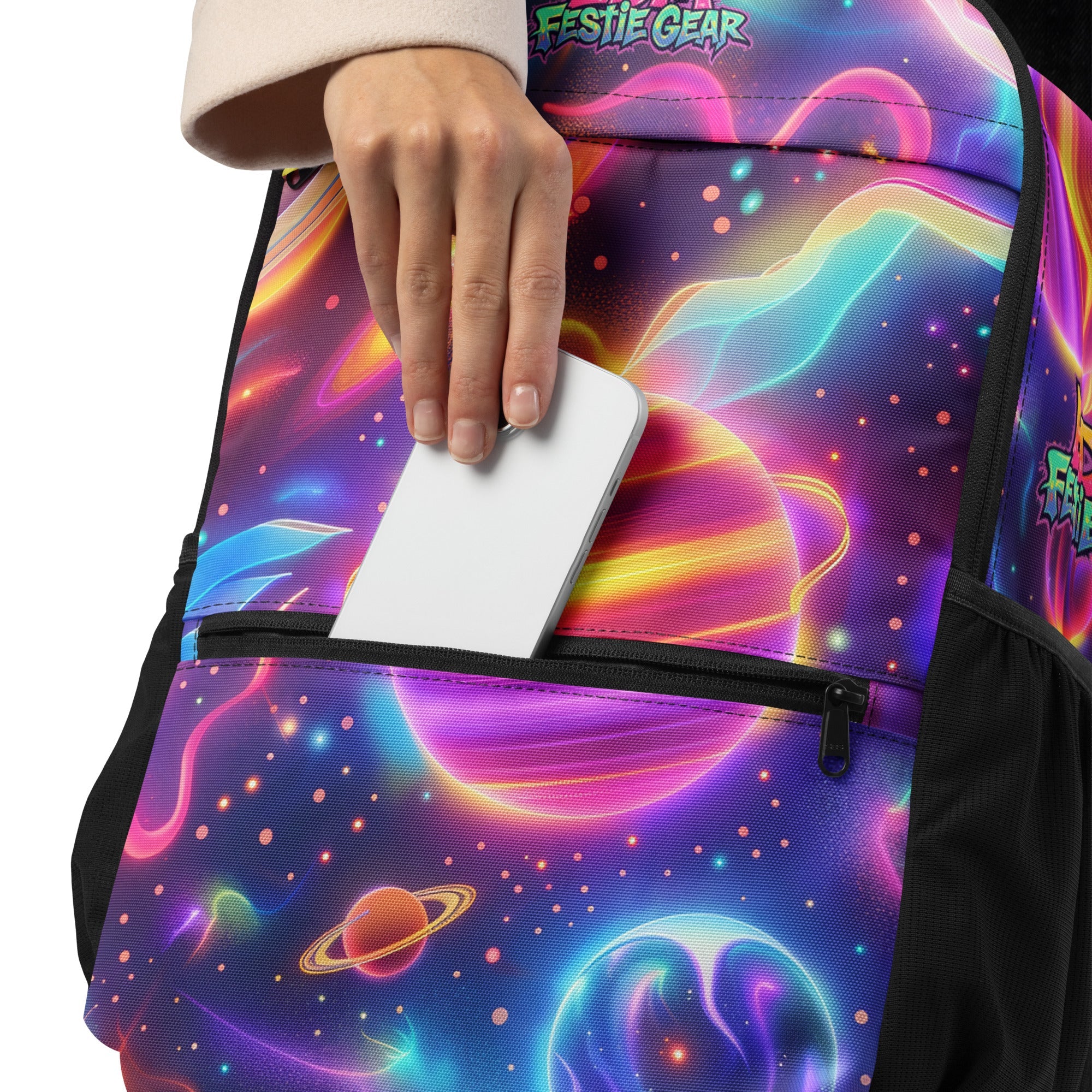 Neon Space Rave Festival Utility backpack