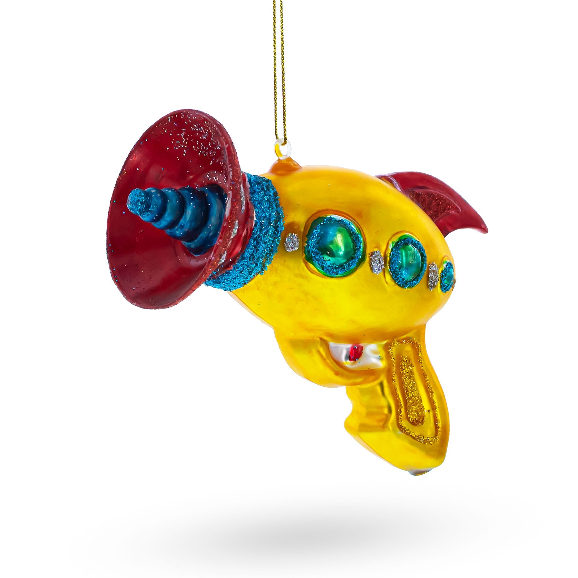 Futuristic Laser Gun Glass Christmas Ornament
