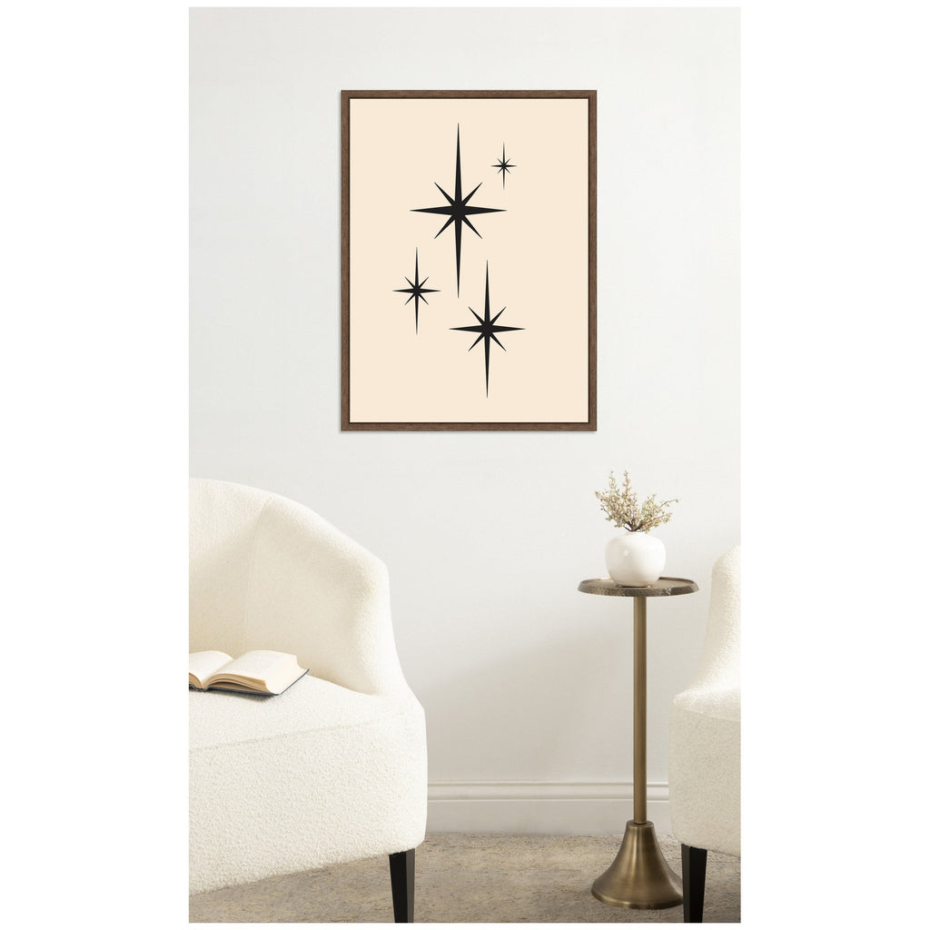 Starburst Retro Set Print 1 of 2 Atomic 70s Style MCM Minimalist by Lucky Guava Framed Canvas Wall Art Print