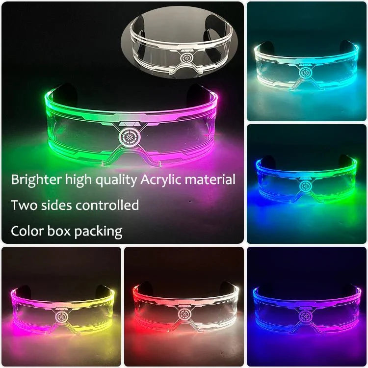LED Light Up Party Glasses | Fluorescent Colorful Glowing Eyewear