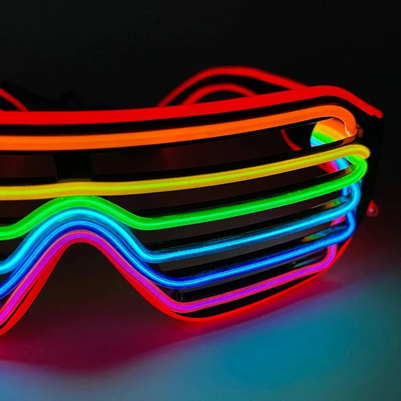 LED Light Up Party Glasses | Fluorescent Colorful Glowing Eyewear