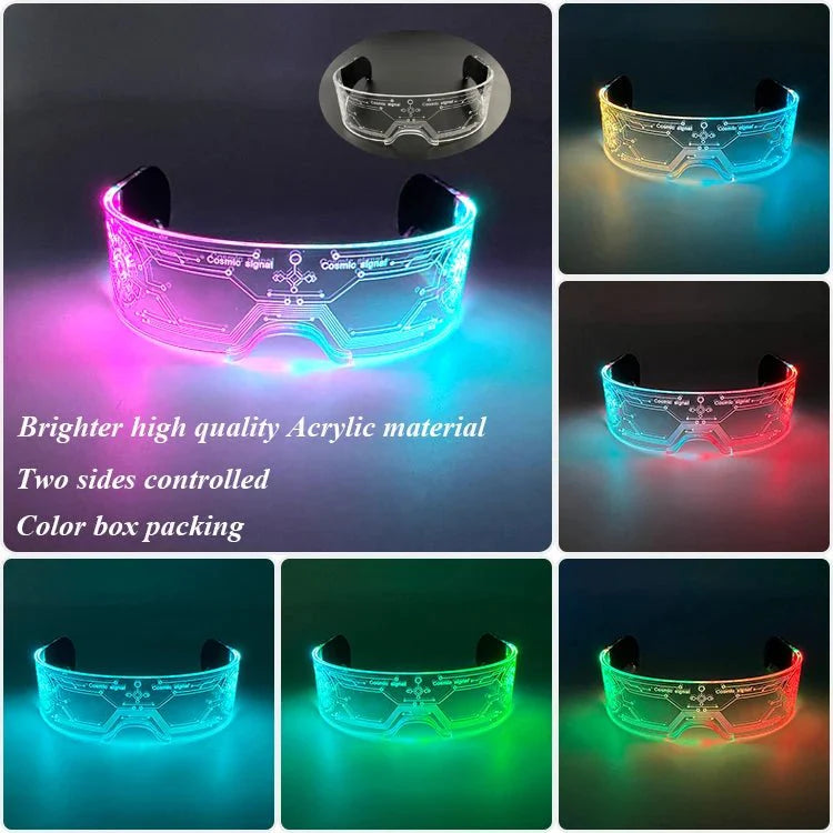 LED Light Up Party Glasses | Fluorescent Colorful Glowing Eyewear