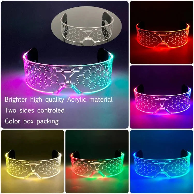 LED Light Up Party Glasses | Fluorescent Colorful Glowing Eyewear