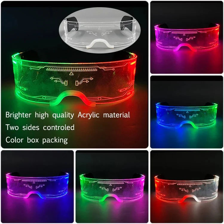 LED Light Up Party Glasses | Fluorescent Colorful Glowing Eyewear