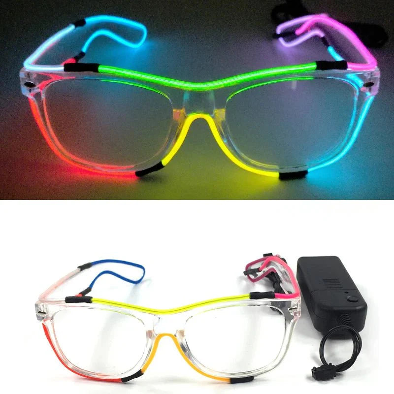 LED Light Up Party Glasses | Fluorescent Colorful Glowing Eyewear