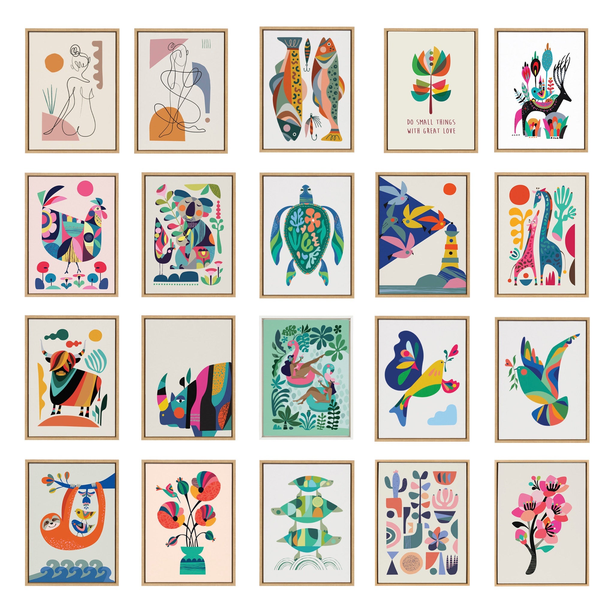 Sylvie Mid Century Modern Patterns Framed Canvas Art Set by Rachel Lee of My Dream Wall